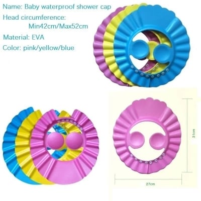 Picture of 1pcs Baby Shower Cap with Ear Protection Bath Caps Adjustable Soft Shampoo Bathing Hat Cap for Kids Toddler-Multicolor - Multicolor