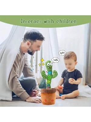 Picture of Dancing Cactus Talking Cactus Stuffed Plush Toy Electronic Toy with Song Plush Cactus Potted Toy Early Education Toy for Kids - Green