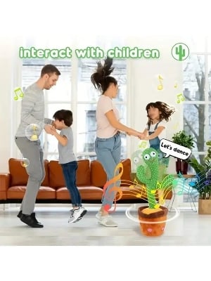Picture of Dancing Cactus Talking Cactus Stuffed Plush Toy Electronic Toy with Song Plush Cactus Potted Toy Early Education Toy for Kids - Green