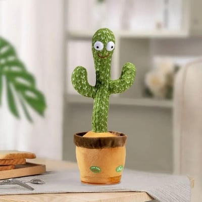 Picture of Dancing Cactus Talking Cactus Stuffed Plush Toy Electronic Toy with Song Plush Cactus Potted Toy Early Education Toy for Kids - Green