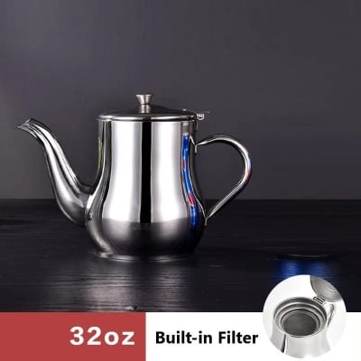 Picture of 410ml Stainless Steel Oil Tank Large Capacity Oil Bottle Kitchen Oil Filter Pot Soy Sauce Vinegar Container Coffee Pot - Silver