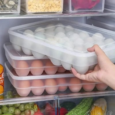 Picture of 34 Grid Egg Storage Box Food Container Organizer Household Kitchen Transparent Box Egg Box Shelf Egg Storage Box - Multicolor