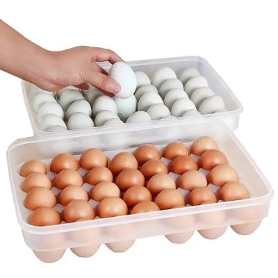 Picture of 34 Grid Egg Storage Box Food Container Organizer Household Kitchen Transparent Box Egg Box Shelf Egg Storage Box - Multicolor