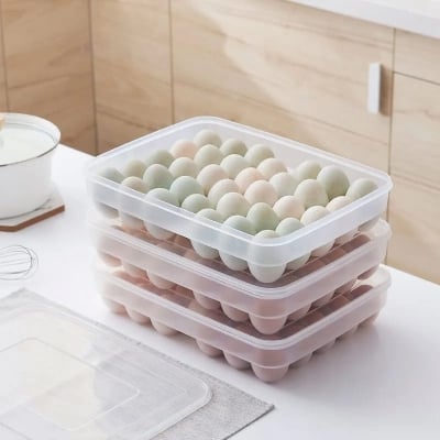 Picture of 34 Grid Egg Storage Box Food Container Organizer Household Kitchen Transparent Box Egg Box Shelf Egg Storage Box - Multicolor