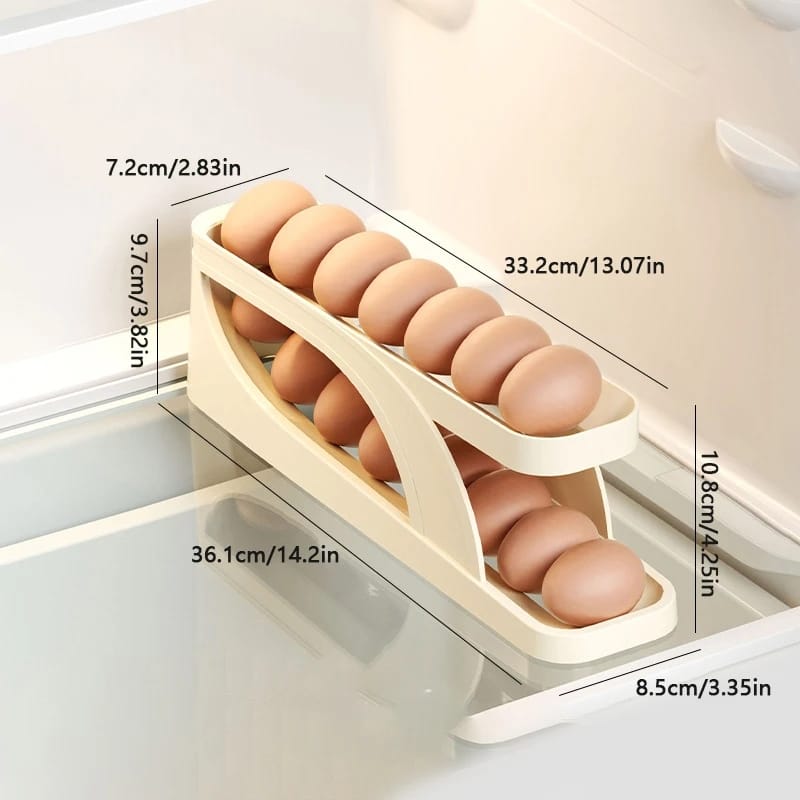 Picture of Double-Layer Egg Dispenser Automatic Roll-Down Egg Storage Rack Slide Egg Carton Refrigerator Egg Basket Kitchen Countertop Egg Holder Dshop - Multicolor