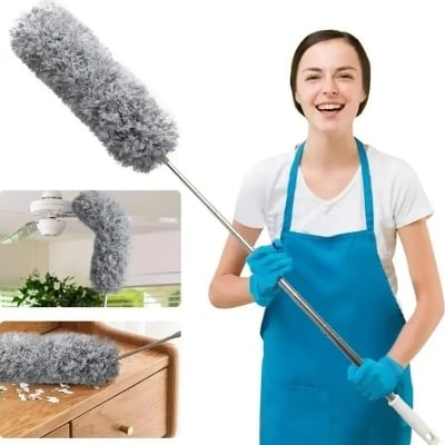 Picture of Microfiber Duster Cleaner Brush Long Extendable Dusters Telescopic Catcher Mites Gap Dust Removal Dusters Home Cleaning Tools-9.5 feet - Light Ash