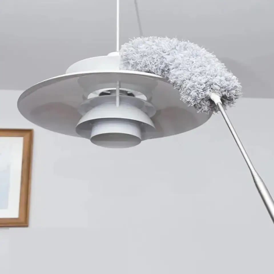 Picture of Microfiber Duster Cleaner Brush Long Extendable Dusters Telescopic Catcher Mites Gap Dust Removal Dusters Home Cleaning Tools-9.5 feet - Light Ash