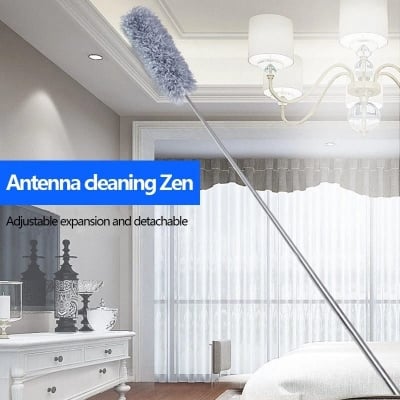 Picture of Microfiber Duster Cleaner Brush Long Extendable Dusters Telescopic Catcher Mites Gap Dust Removal Dusters Home Cleaning Tools-9.5 feet - Light Ash
