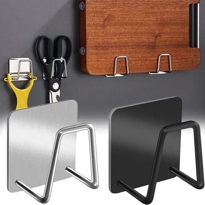 Picture of Kitchen Stainless 1Pcs Steel Sink Sponges Holder Self Adhesive Drain Drying Rack Kitchen Wall Hooks Accessories Storage Organizer - Silver