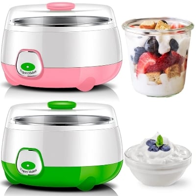 Picture of Automatic Stainless Steel - ABS + PP - 220-240V - 15W - 1L Capacity - On/Off Switch - Light Indicator - 7-9 Hours Preparation Time - Doi Yogurt Maker - Multicolor