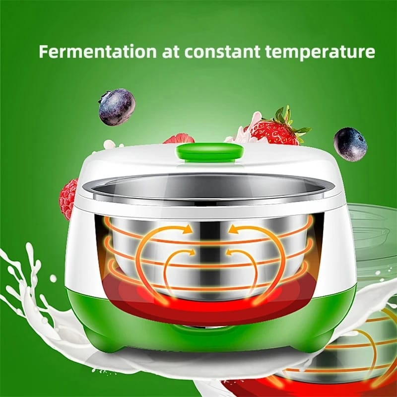 Picture of Automatic Stainless Steel - ABS + PP - 220-240V - 15W - 1L Capacity - On/Off Switch - Light Indicator - 7-9 Hours Preparation Time - Doi Yogurt Maker - Multicolor