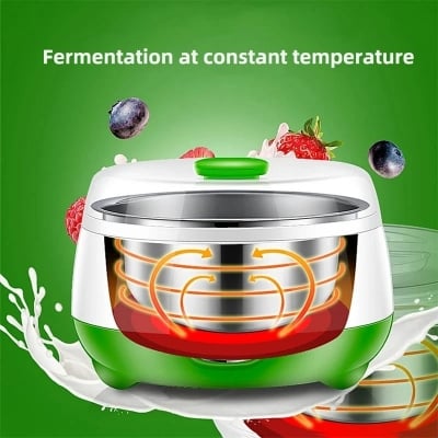 Picture of Automatic Stainless Steel - ABS + PP - 220-240V - 15W - 1L Capacity - On/Off Switch - Light Indicator - 7-9 Hours Preparation Time - Doi Yogurt Maker - Multicolor