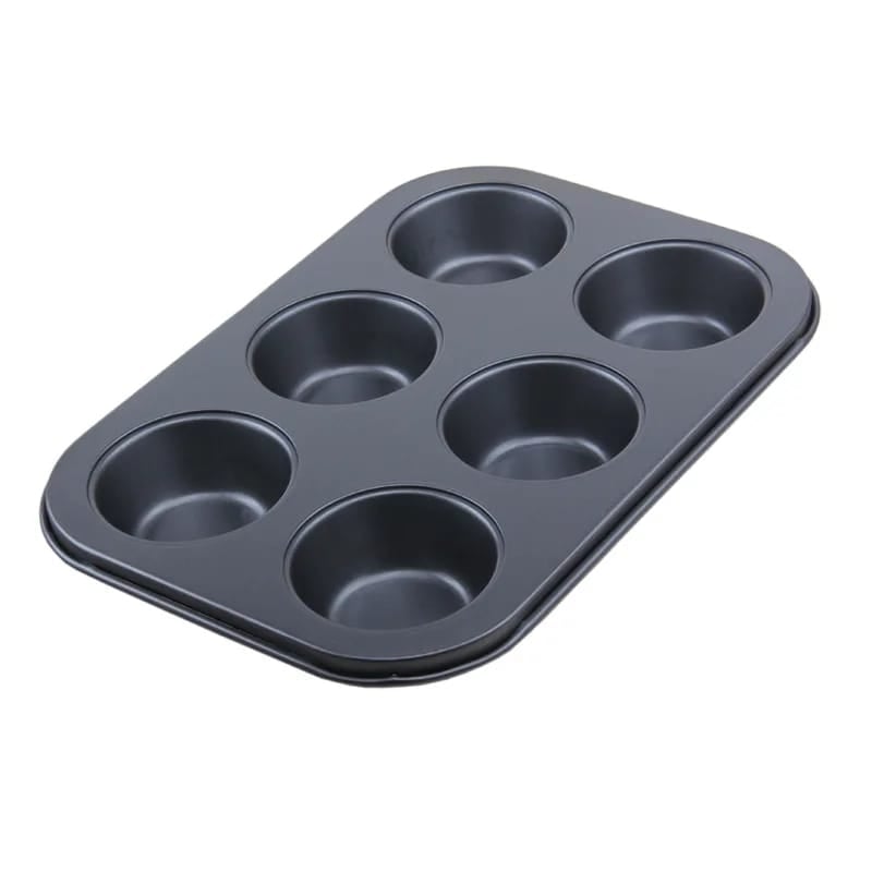 Picture of 6 Cups Carbon steel Mini Muffin Bun Pan non-stick Cupcake Baking Bakeware Mould Tray Cake mold - Black