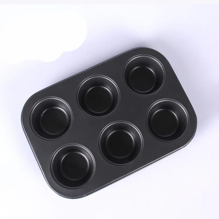 Picture of 6 Cups Carbon steel Mini Muffin Bun Pan non-stick Cupcake Baking Bakeware Mould Tray Cake mold - Black