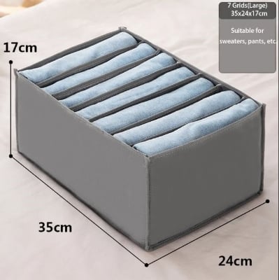 Picture of Cloth Organizer Box 7 Grid Closet Storage drawer divider storage organizer Box - Grey