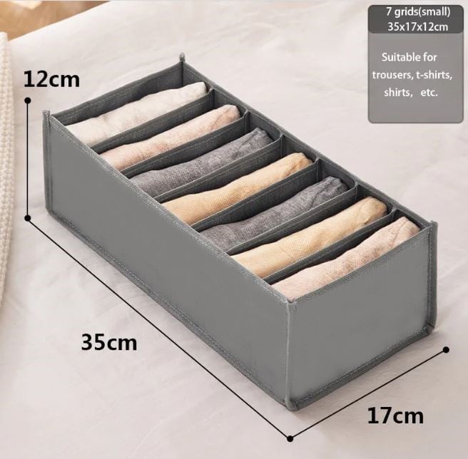 Picture of Cloth Organizer Box 7 Grid Closet Storage drawer divider storage organizer Box - Grey