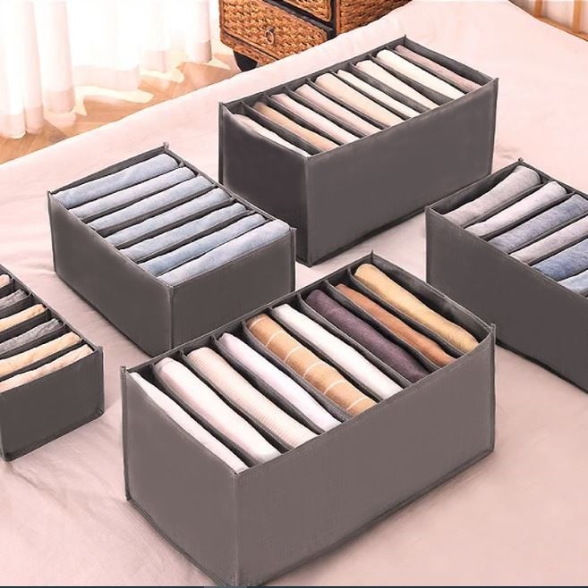 Picture of Cloth Organizer Box 7 Grid Closet Storage drawer divider storage organizer Box - Grey