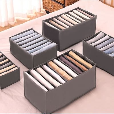 Picture of Cloth Organizer Box 7 Grid Closet Storage drawer divider storage organizer Box - Grey