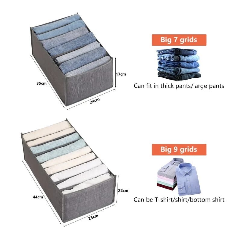 Picture of 7 Grids Small Cloth Storage Box Organizer, Cloth Organizer Box, Closet Storage drawer divider storage organizer Box - Grey
