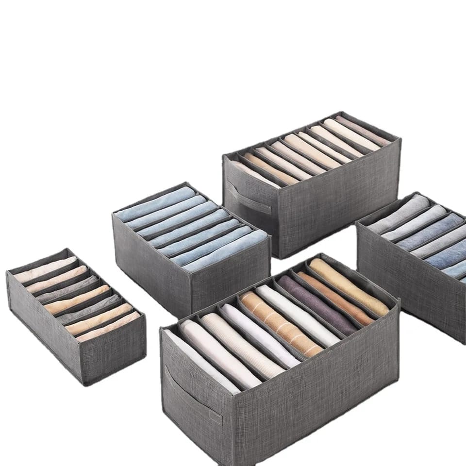 Picture of 7 Grids Small Cloth Storage Box Organizer, Cloth Organizer Box, Closet Storage drawer divider storage organizer Box - Grey