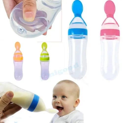 Picture of (5pc er set)Baby Silicone Spoon + plastic Feeder Pacifier, Finger Brush, Fruits Chusni,Baby Bowl+Spon - Multicolor