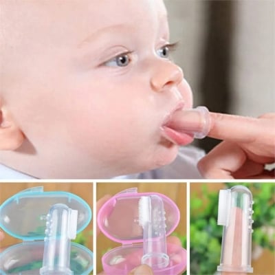 Picture of (5pc er set)Baby Silicone Spoon + plastic Feeder Pacifier, Finger Brush, Fruits Chusni,Baby Bowl+Spon - Multicolor