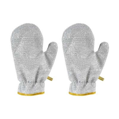 Picture of 2PCS Silver Wire Dishwashing Gloves PVC Non Scratch Metal Wire Dishcloth - Silver