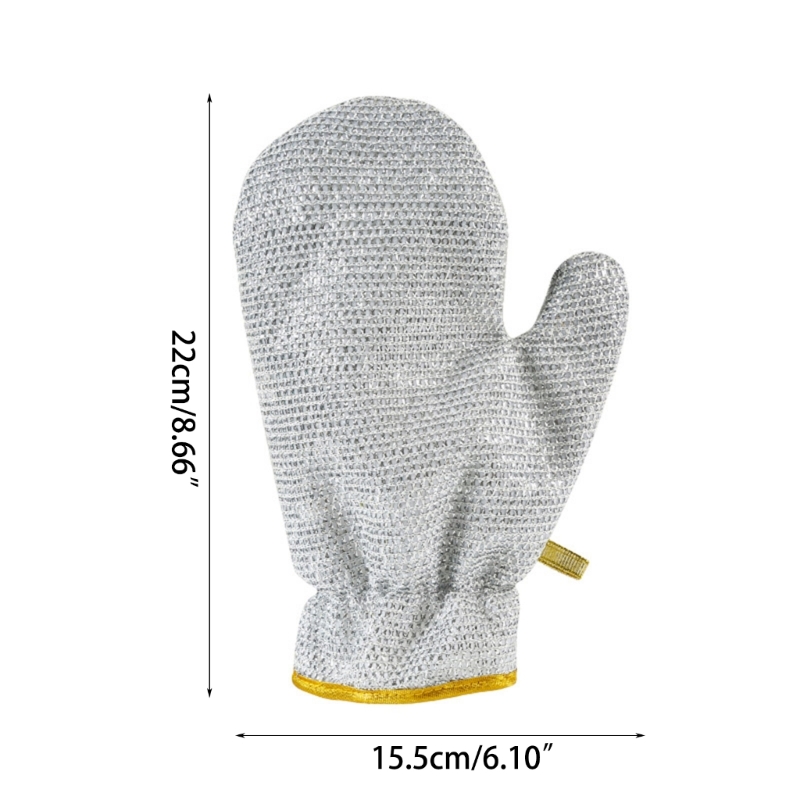 Picture of 2PCS Silver Wire Dishwashing Gloves PVC Non Scratch Metal Wire Dishcloth - Silver