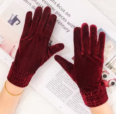Picture of Super Stylish Velvet Hand Gloves For Women
