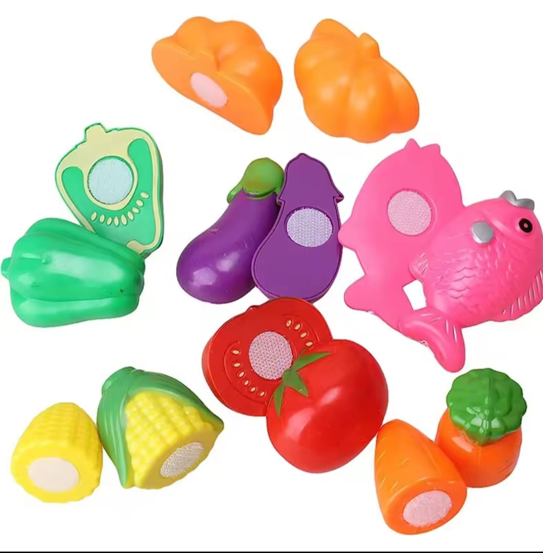 Picture of Play Food Toy cutting Fruit & Food cutter Set play Kitchen Kits early Education Toys for Girls AND BOYS 10 Pcs Set - Multicolor