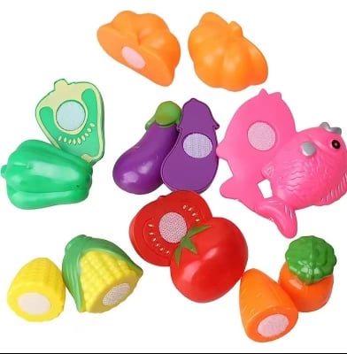 Picture of Play Food Toy cutting Fruit & Food cutter Set play Kitchen Kits early Education Toys for Girls AND BOYS 10 Pcs Set - Multicolor