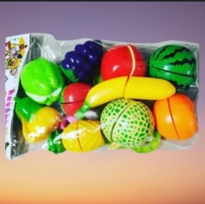 Picture of Play Food Toy cutting Fruit & Food cutter Set play Kitchen Kits early Education Toys for Girls AND BOYS 10 Pcs Set - Multicolor