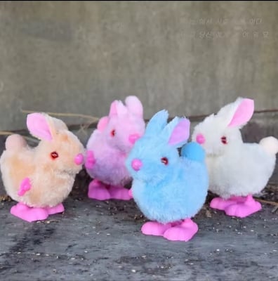 Picture of 1Pcs Rabbit Shaped Interactive Plush Children Toys Cute Simulation Bunny Chick Moving Toy Clockwork Racing Funny Teaser Toy Easter Gift - Multicolor
