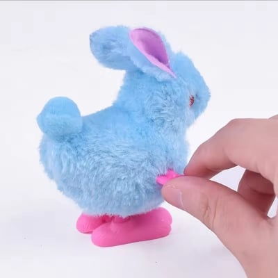 Picture of 1Pcs Rabbit Shaped Interactive Plush Children Toys Cute Simulation Bunny Chick Moving Toy Clockwork Racing Funny Teaser Toy Easter Gift - Multicolor