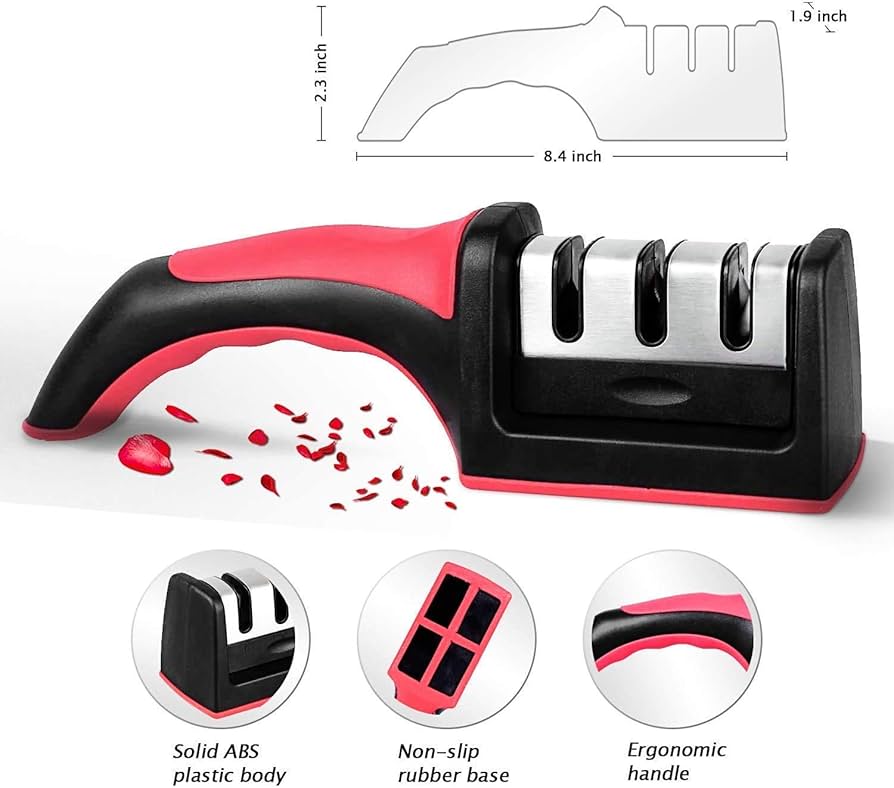 Picture of Plastic and Stainless Steel Knife Sharpener Effortlessly Enhances Blade's Sharpness, Ensuring Optimal Cutting Performance and Durability - Multicolor