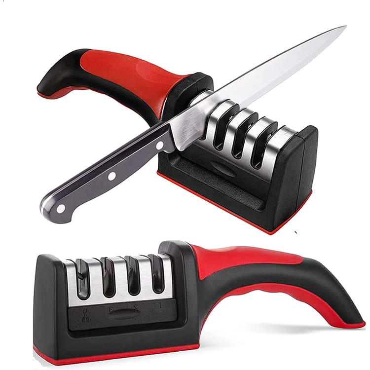 Picture of Plastic and Stainless Steel Knife Sharpener Effortlessly Enhances Blade's Sharpness, Ensuring Optimal Cutting Performance and Durability - Multicolor