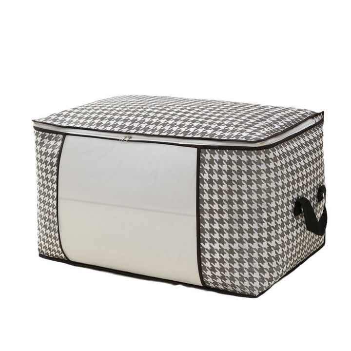 Picture of •	Premium Foldable Clothes Storage Bag Organizer with Zipper & Handles – Large Capacity Blanket & Wardrobe Organizer Box - Grey
