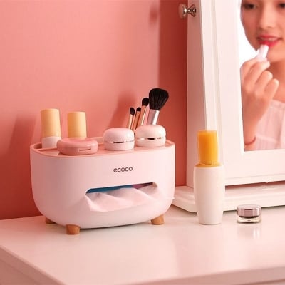 Picture of Multi-Functional Tissue Box with Phone & Remote Holder – Desktop Organizer for Home & Office - Multicolor