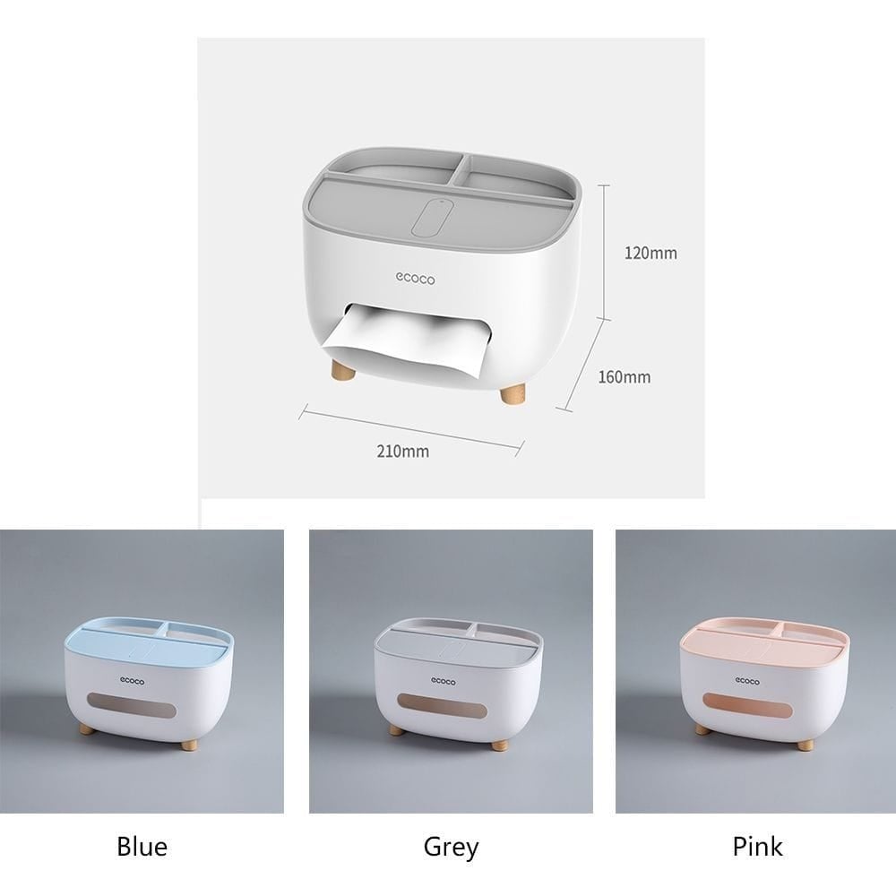 Picture of Multi-Functional Tissue Box with Phone & Remote Holder – Desktop Organizer for Home & Office - Multicolor