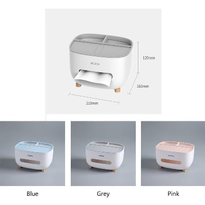 Picture of Multi-Functional Tissue Box with Phone & Remote Holder – Desktop Organizer for Home & Office - Multicolor