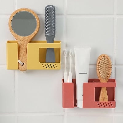 Picture of Double Grid Wall Mounted Mobile Holder – Wall Phone Stand & Phone Holder | Mobile Stand for Wall | Wall Mount Stand Organizer - Multicolor