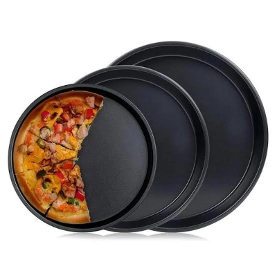 Picture of Non stick Pizza Pan Round Premium Quality for Oven 3 pcs set (8,10,12 inch) - Black