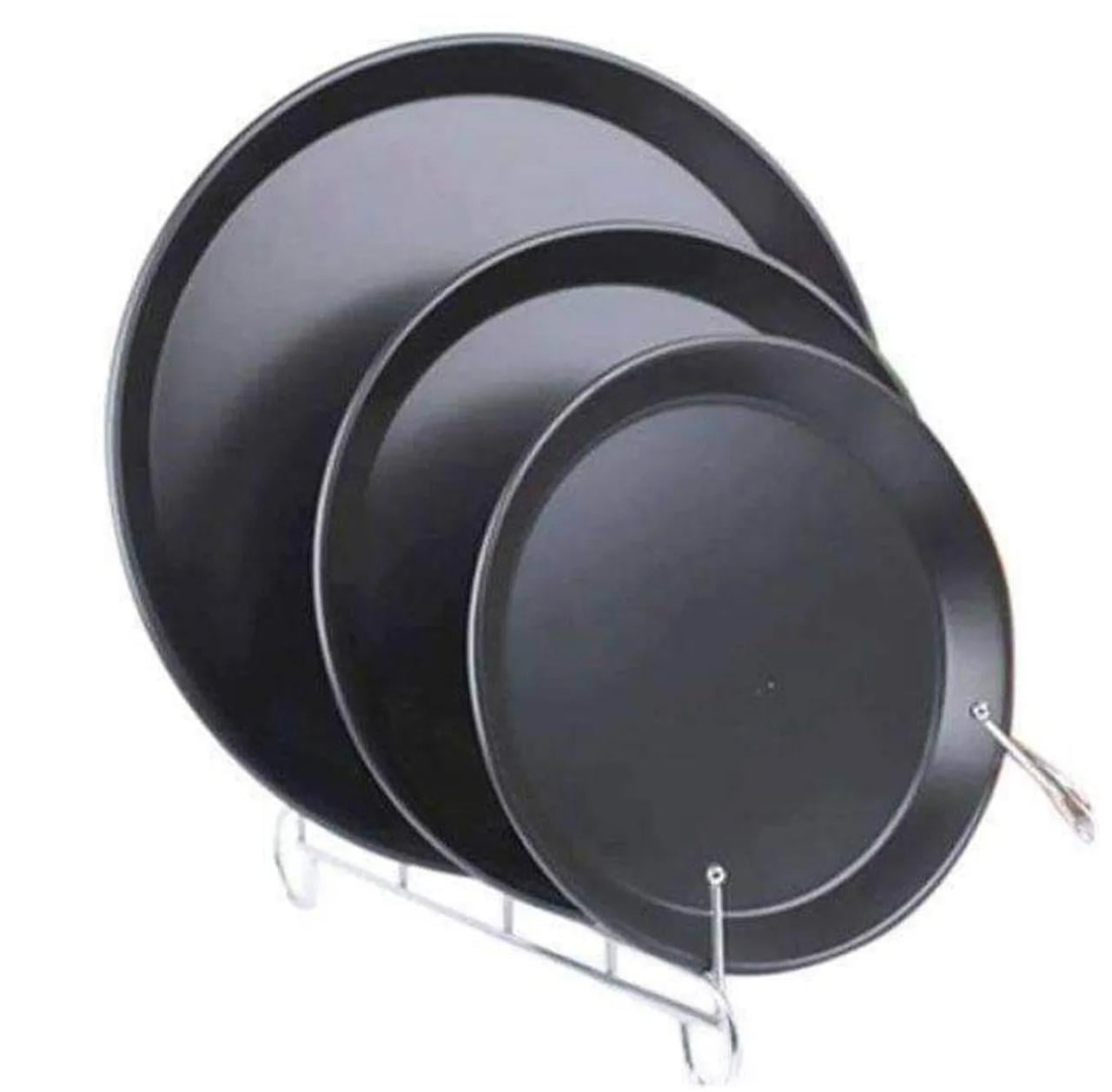 Picture of Non stick Pizza Pan Round Premium Quality for Oven 3 pcs set (8,10,12 inch) - Black