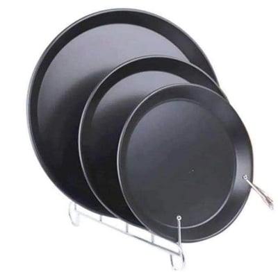 Picture of Non stick Pizza Pan Round Premium Quality for Oven 3 pcs set (8,10,12 inch) - Black