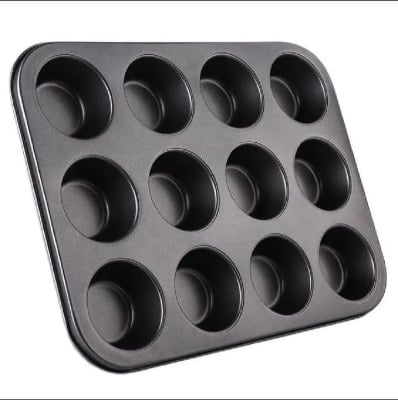 Picture of 12 Cups Mini Muffin Bun Cupcake Baking Bakeware Mould Tray Pan Kitchen - Black