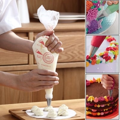 Picture of Cake Decorating Piping Bags And Nozzles - Ideal For Decorating Cakes, Cupcakes, And Pastries - White