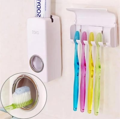 Picture of Automatic Toothpaste Dispenser with Toothbrush Holder – Smart Brush Organizer - White