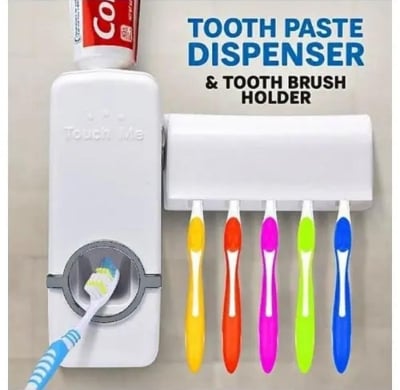 Picture of Automatic Toothpaste Dispenser with Toothbrush Holder – Smart Brush Organizer - White
