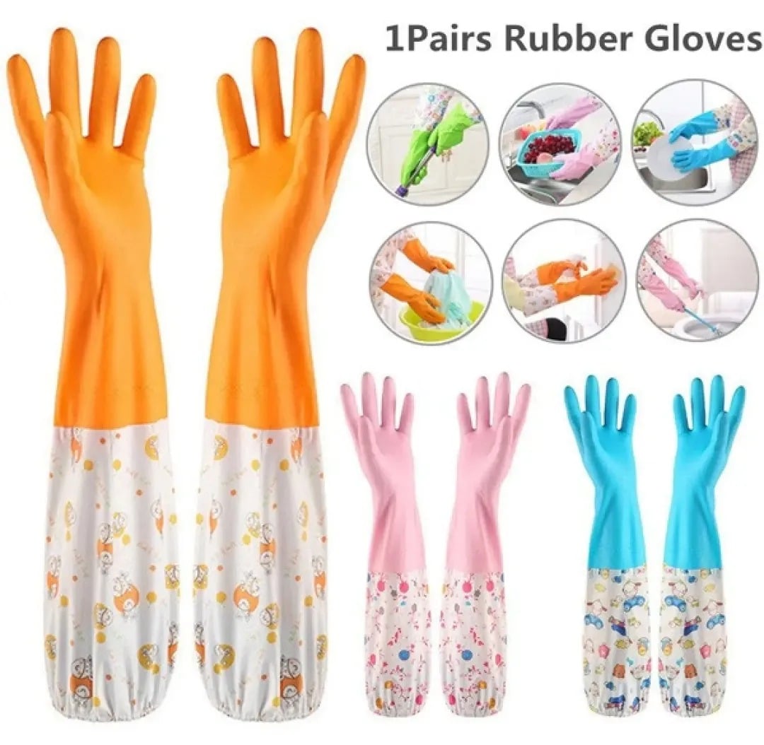 Picture of High Quality Multicolor Silicone Kitchen Hand Gloves for Dish Washing - 1 Pair - Multicolor