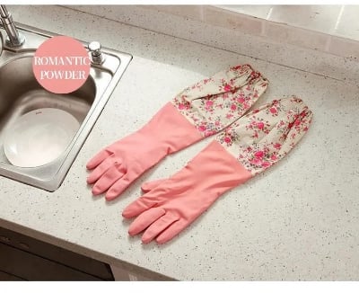 Picture of High Quality Multicolor Silicone Kitchen Hand Gloves for Dish Washing - 1 Pair - Multicolor